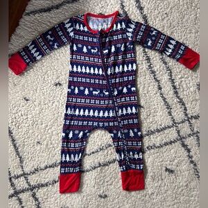 Bums and Roses Dear Santa Cozy Holiday Kids Footie in Red and Blue